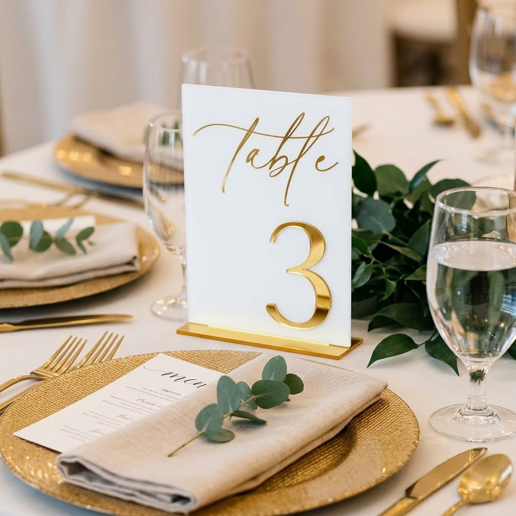 Table Number Gold - Wedding Table Numbers 1-10 with Stands,
