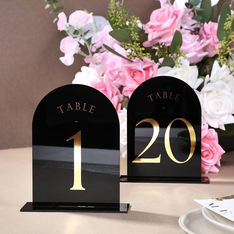 Table Number Gold - Arched Acrylic Table Numbers Wedding Centerpieces