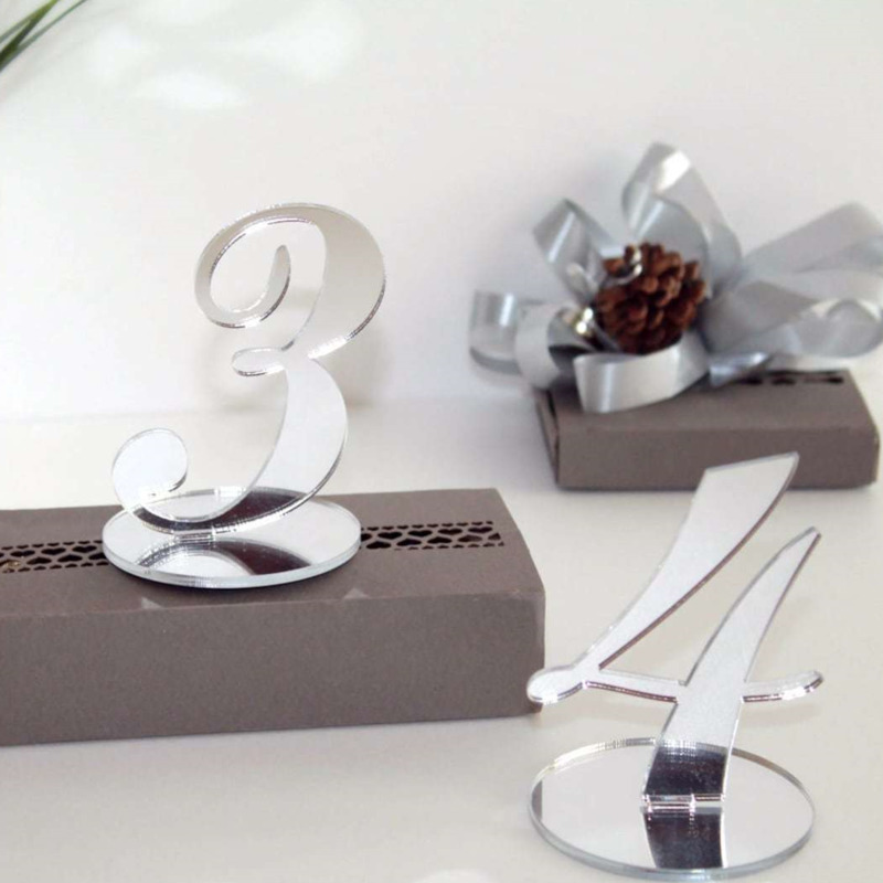 Table Number Gold - Freestanding Mirror Acrylic Wedding Table Numbers