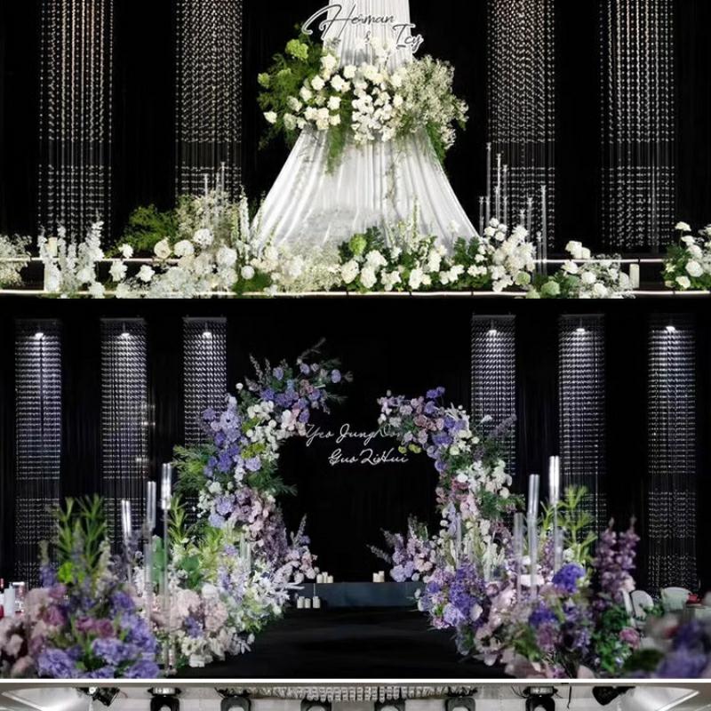 Wedding Backdrop Curtain - Wedding Hollow Crystal Strings Bead Curtain,