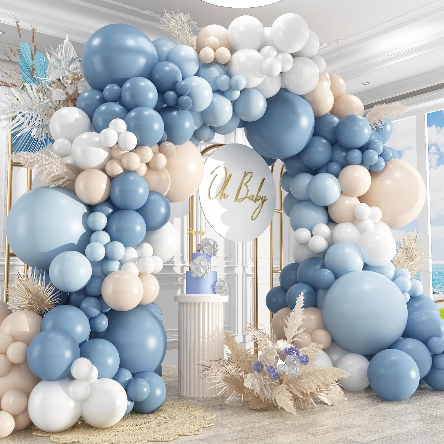 Wedding Supply Kit - Dusty Blue Sand White Latex Balloons