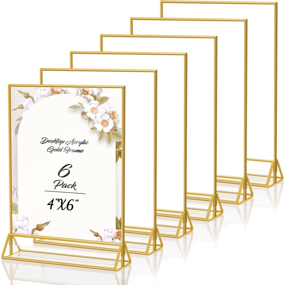 Table Number Gold - 6 Pack Gold 4x6 Acrylic Picture