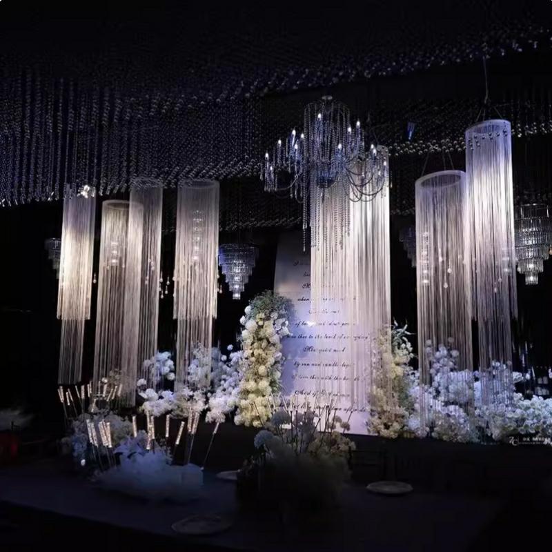 3PCS White Encrypted Line Curt - Wedding Backdrop Curtain recension och pris
