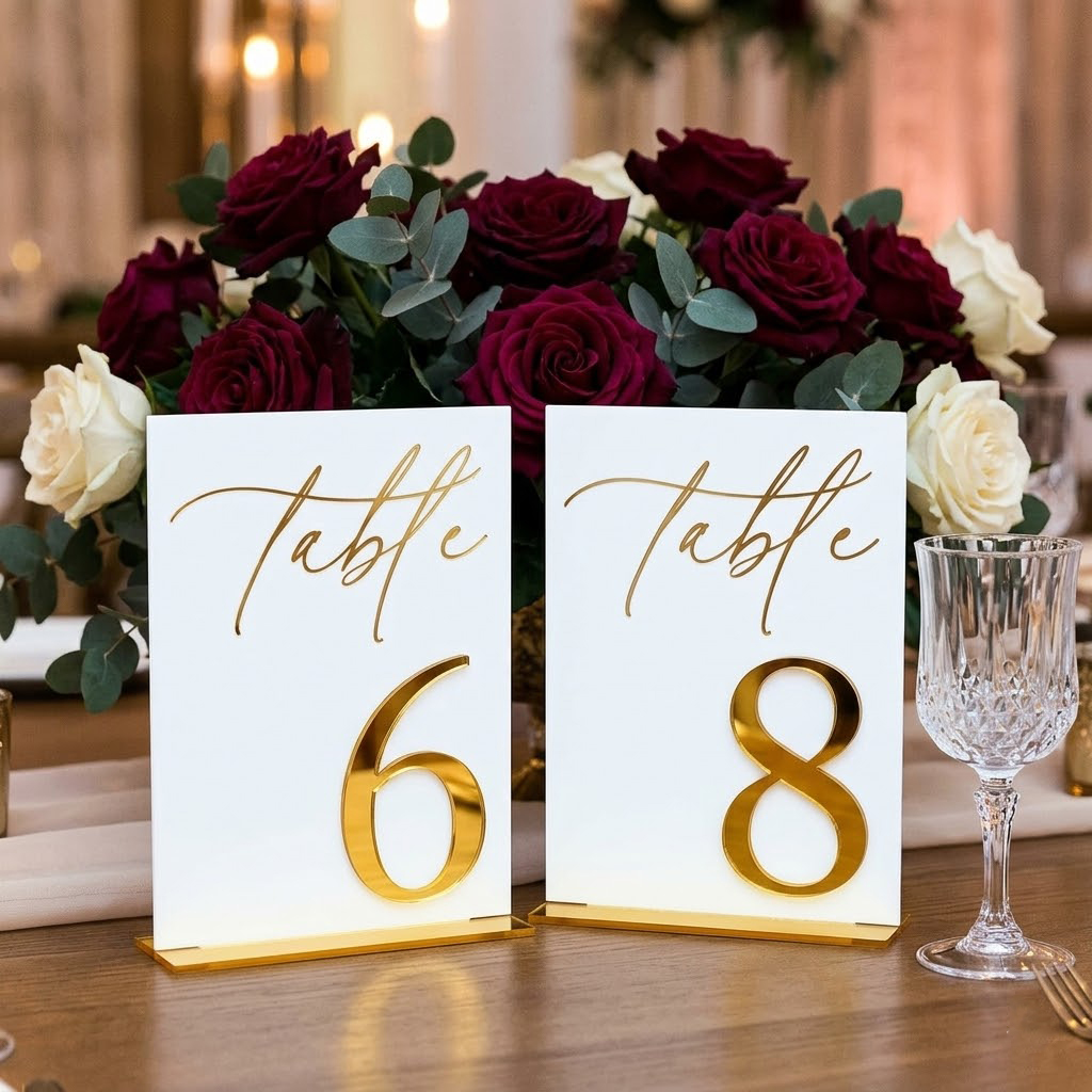 Wedding Table Numbers 1-10 wit - Table Number Gold recension och pris