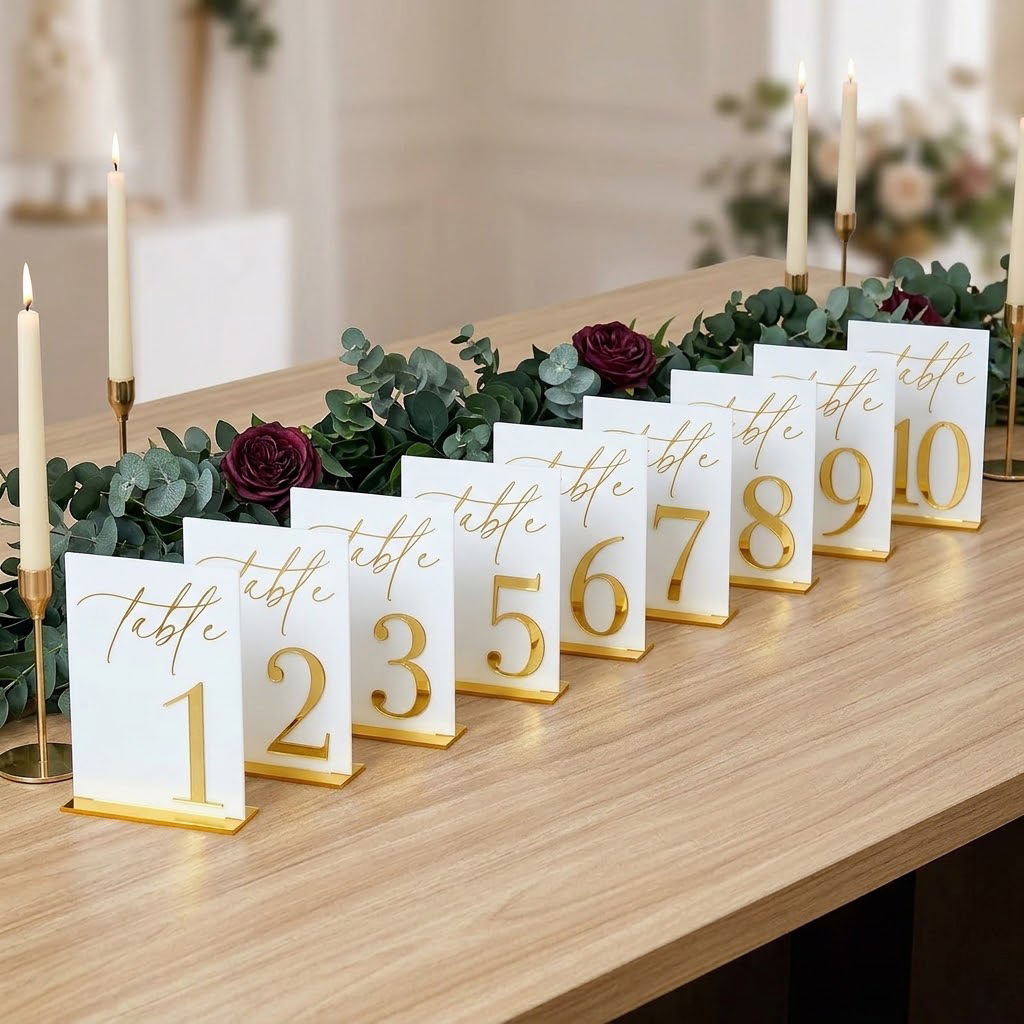 Wedding Table Numbers 1-10 wit - Table Number Gold recension och pris