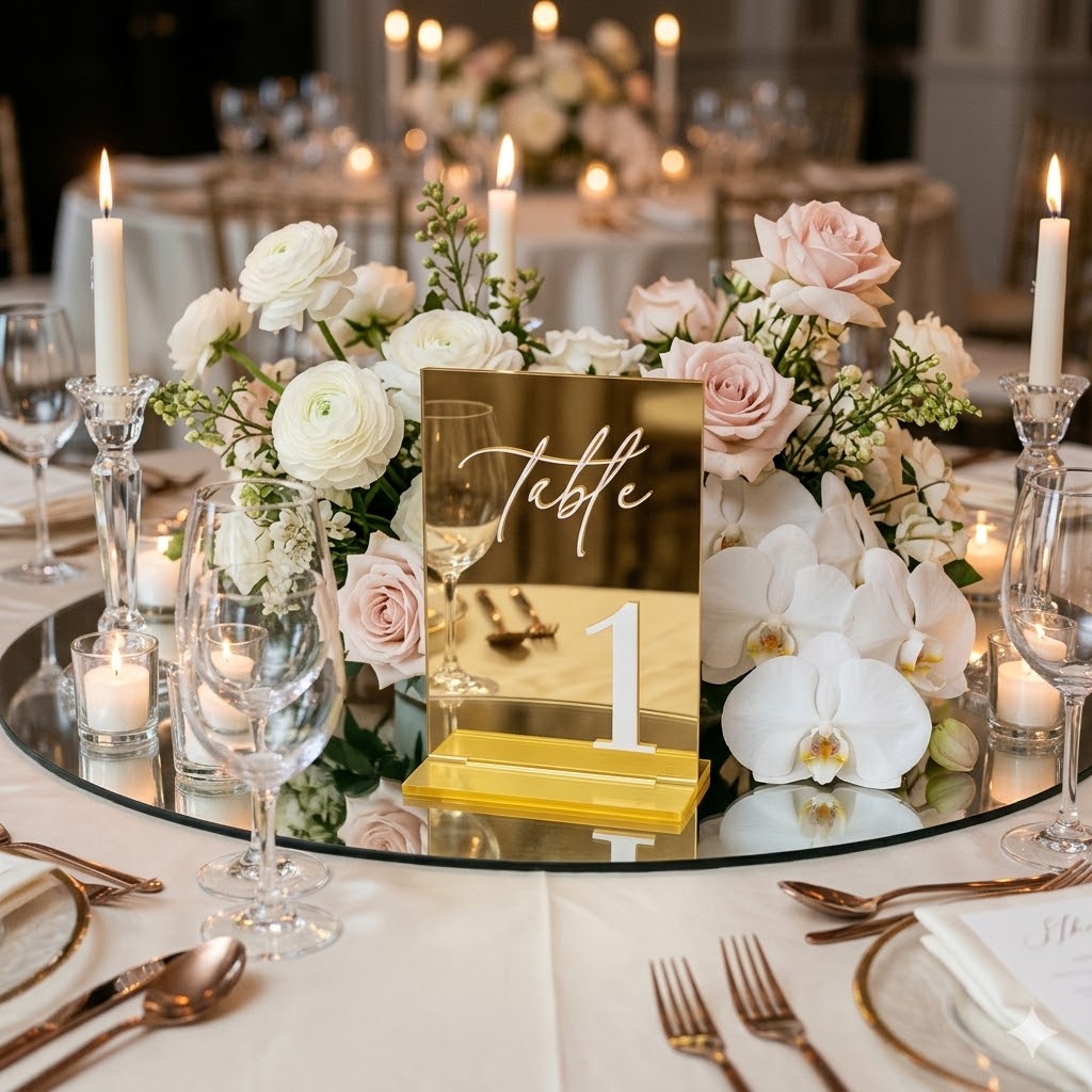 Gold Mirror Acrylic Table Numb - Table Number Gold recension och pris