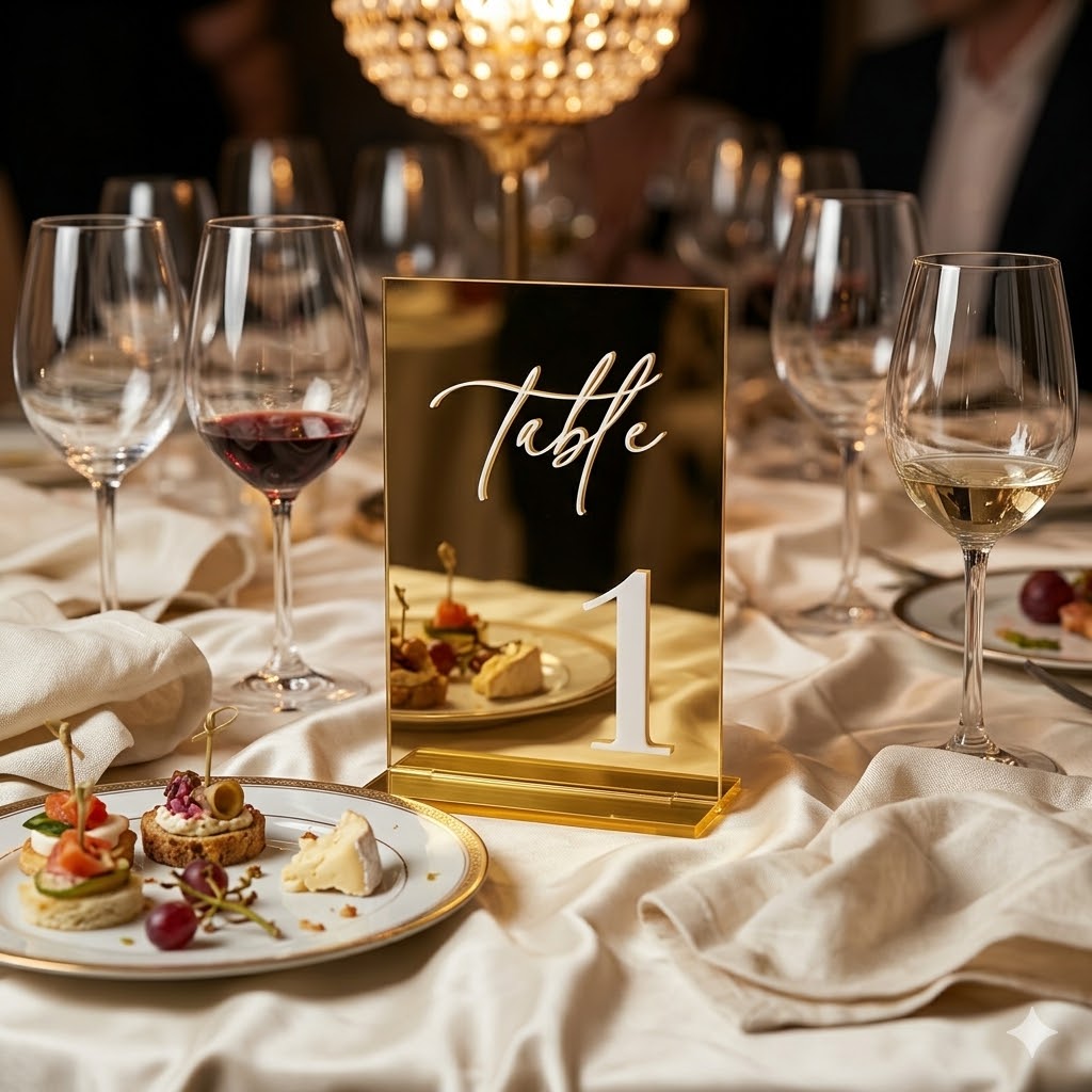 Gold Mirror Acrylic Table Numb - Table Number Gold recension och pris