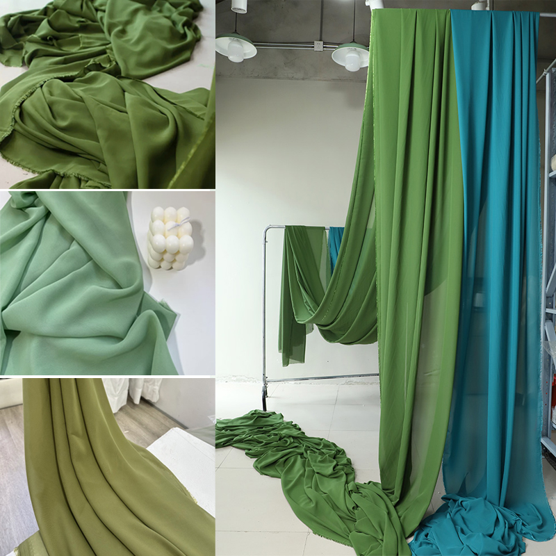 Olive Avocado Green Chiffon Fa - Wedding Backdrop Curtain recension och pris
