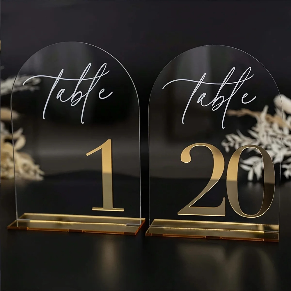 Custom 1 and 10pcs clear Acryl - Table Number Gold recension och pris