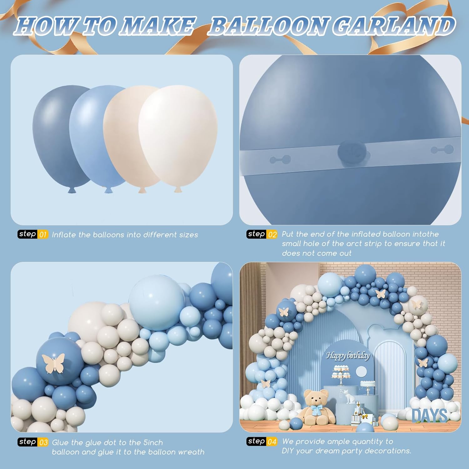 Dusty Blue Sand White Latex Ba - Wedding Supply Kit recension och pris