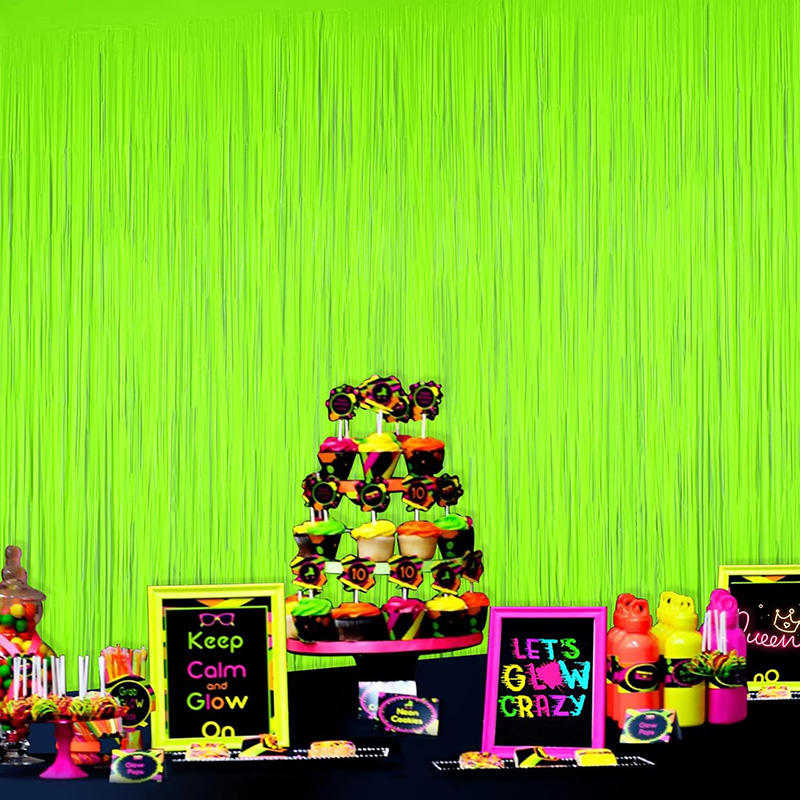Glow Party Neon Foil Fringe Cu - Wedding Backdrop Curtain recension och pris