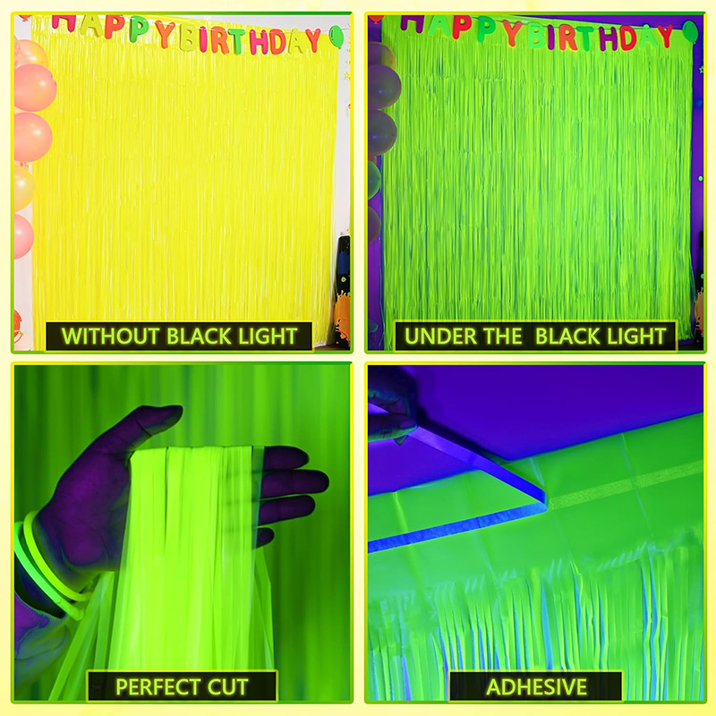 Glow Party Neon Foil Fringe Cu - Wedding Backdrop Curtain recension och pris