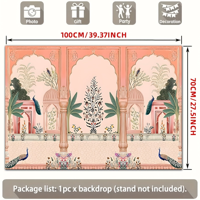 Ornate Mughal Floral Peacock B - Wedding Backdrop Curtain recension och pris
