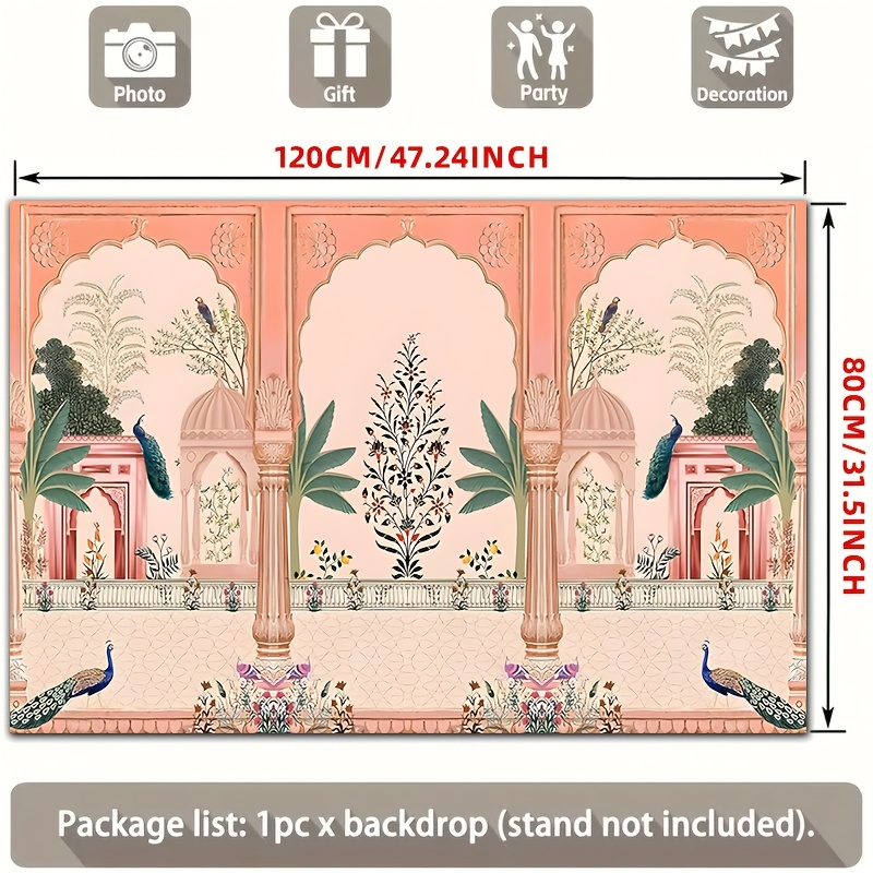Ornate Mughal Floral Peacock B - Wedding Backdrop Curtain recension och pris