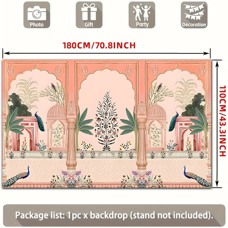 Ornate Mughal Floral Peacock B - Wedding Backdrop Curtain recension och pris