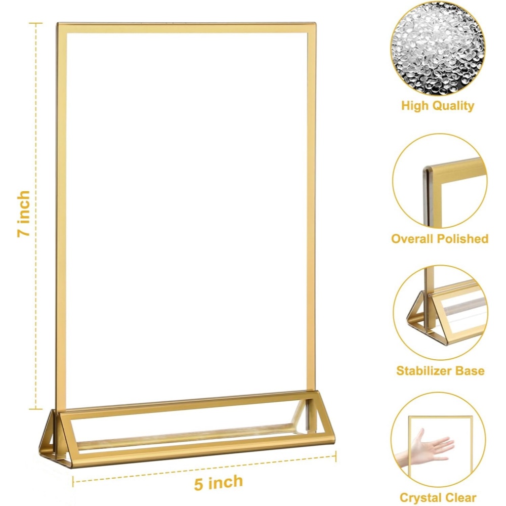 6Pack 5x7 Clear Acrylic Sign H - Table Number Gold recension och pris
