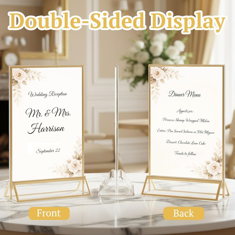 6Pack 5x7 Clear Acrylic Sign H - Table Number Gold recension och pris