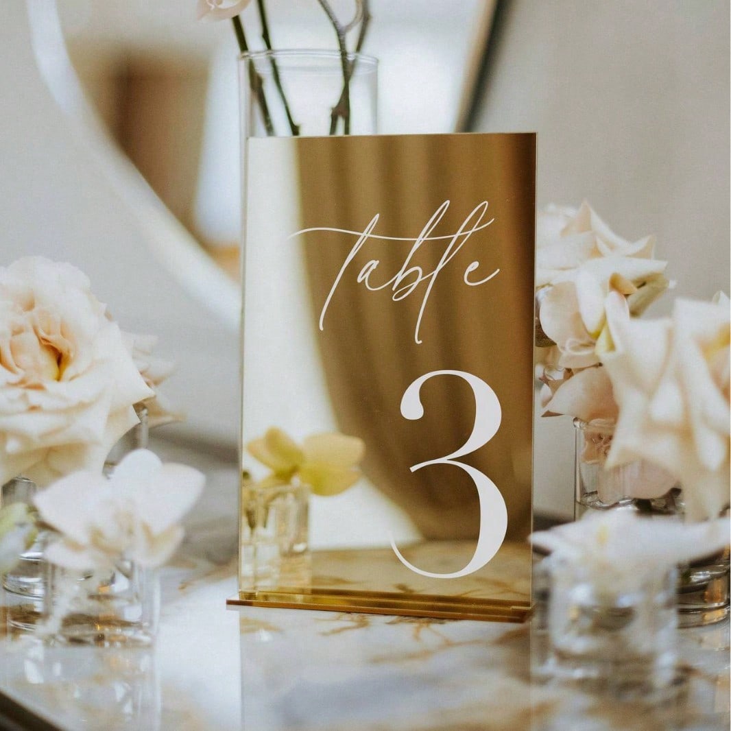 Gold Acrylic Mirror Number Tab - Table Number Gold recension och pris
