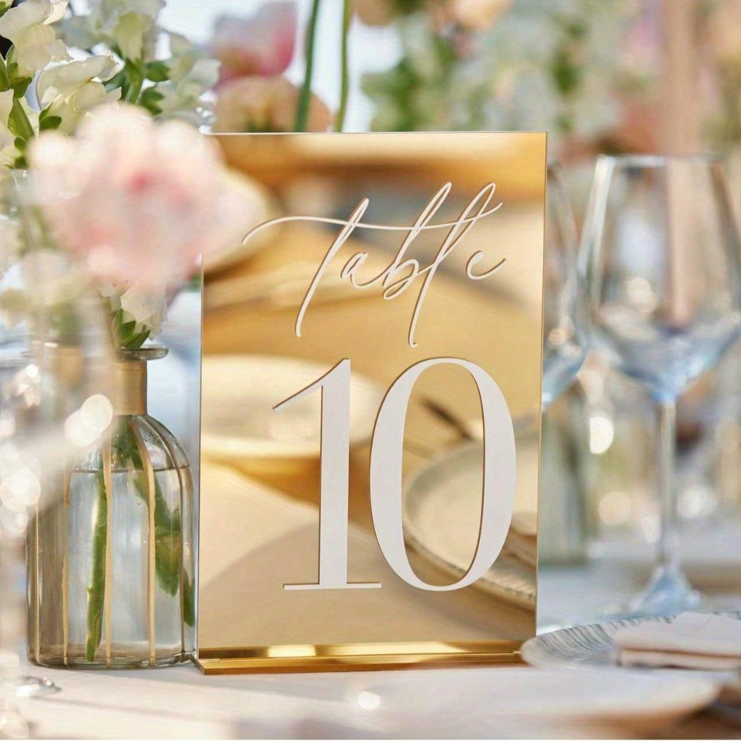 Gold Acrylic Mirror Number Tab - Table Number Gold recension och pris