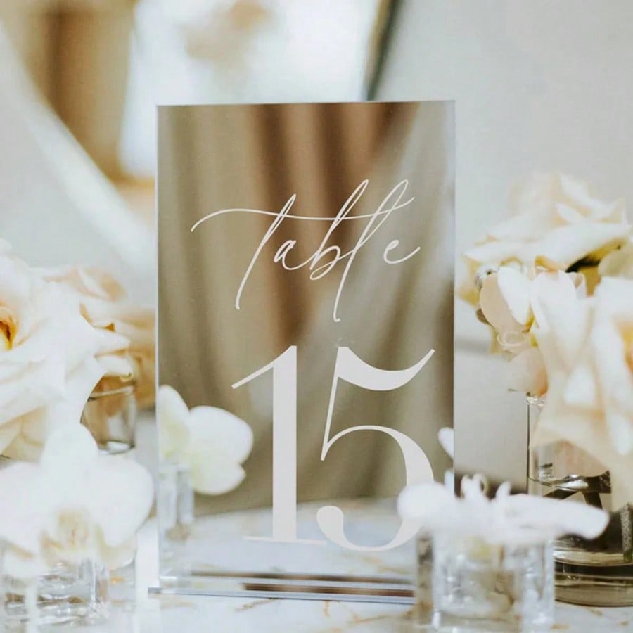 Gold Acrylic Mirror Number Tab - Table Number Gold recension och pris