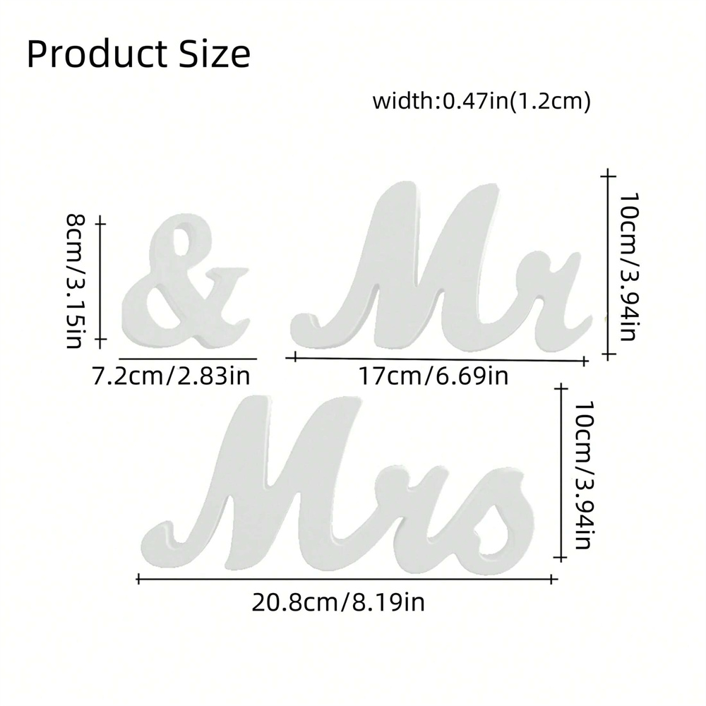 3pcs/set Wooden Mr & Mrs Sign  - Table Number Gold recension och pris