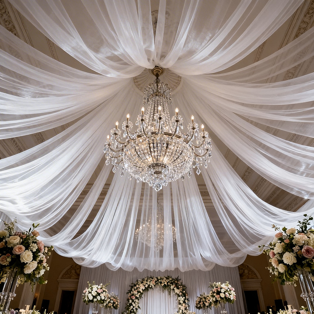 Extra Long Semi Transparent Tu - Wedding Backdrop Curtain recension och pris