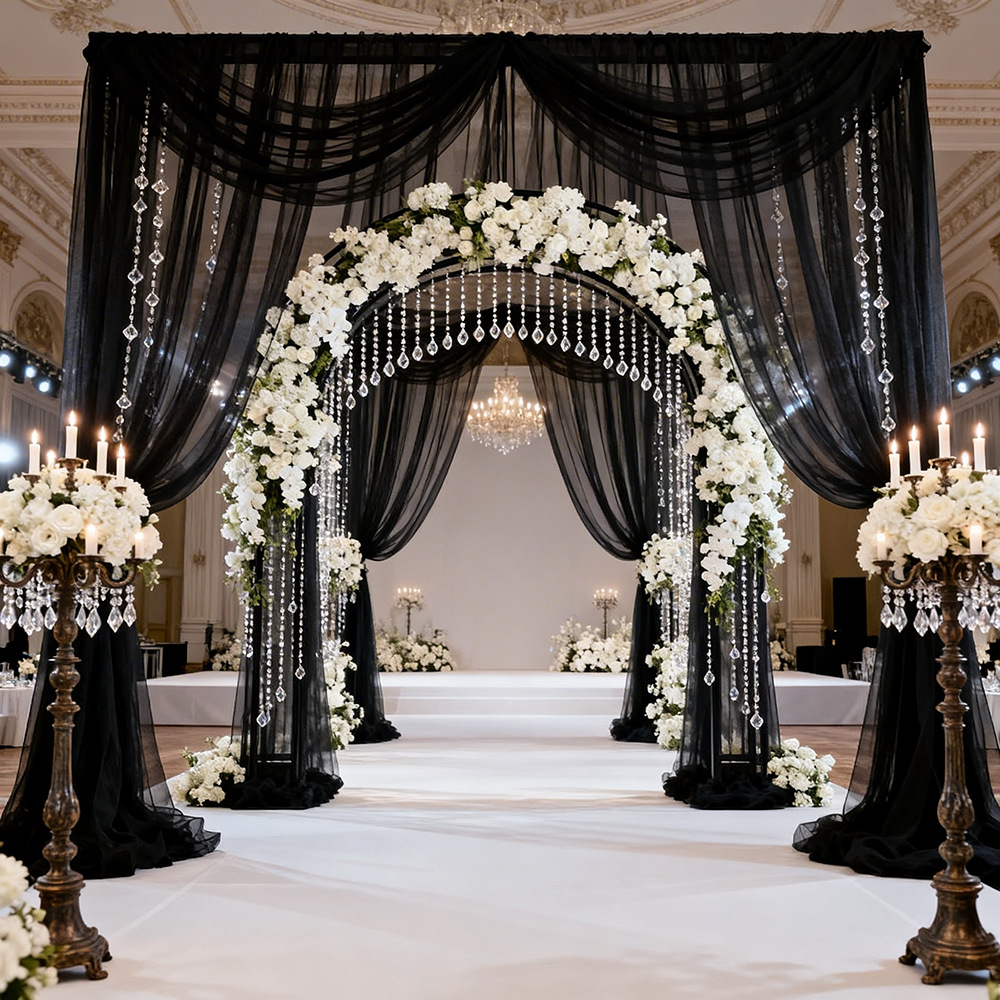 Extra Long Semi Transparent Tu - Wedding Backdrop Curtain recension och pris