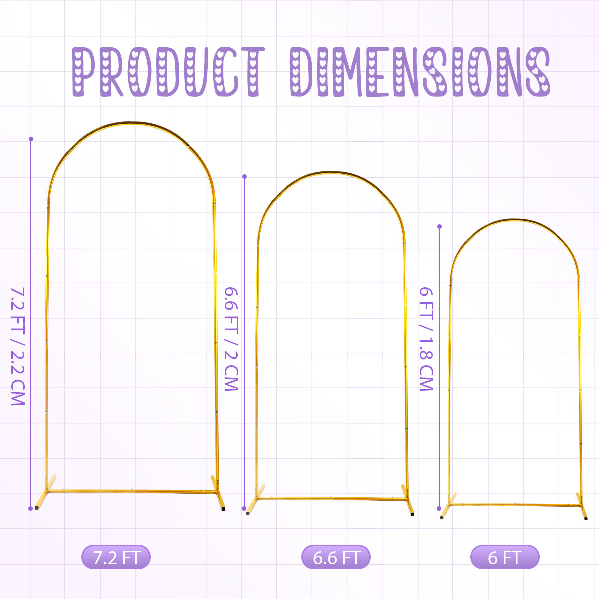 3Pack Golden Metal Arch Kits,  - Wedding Support recension och pris
