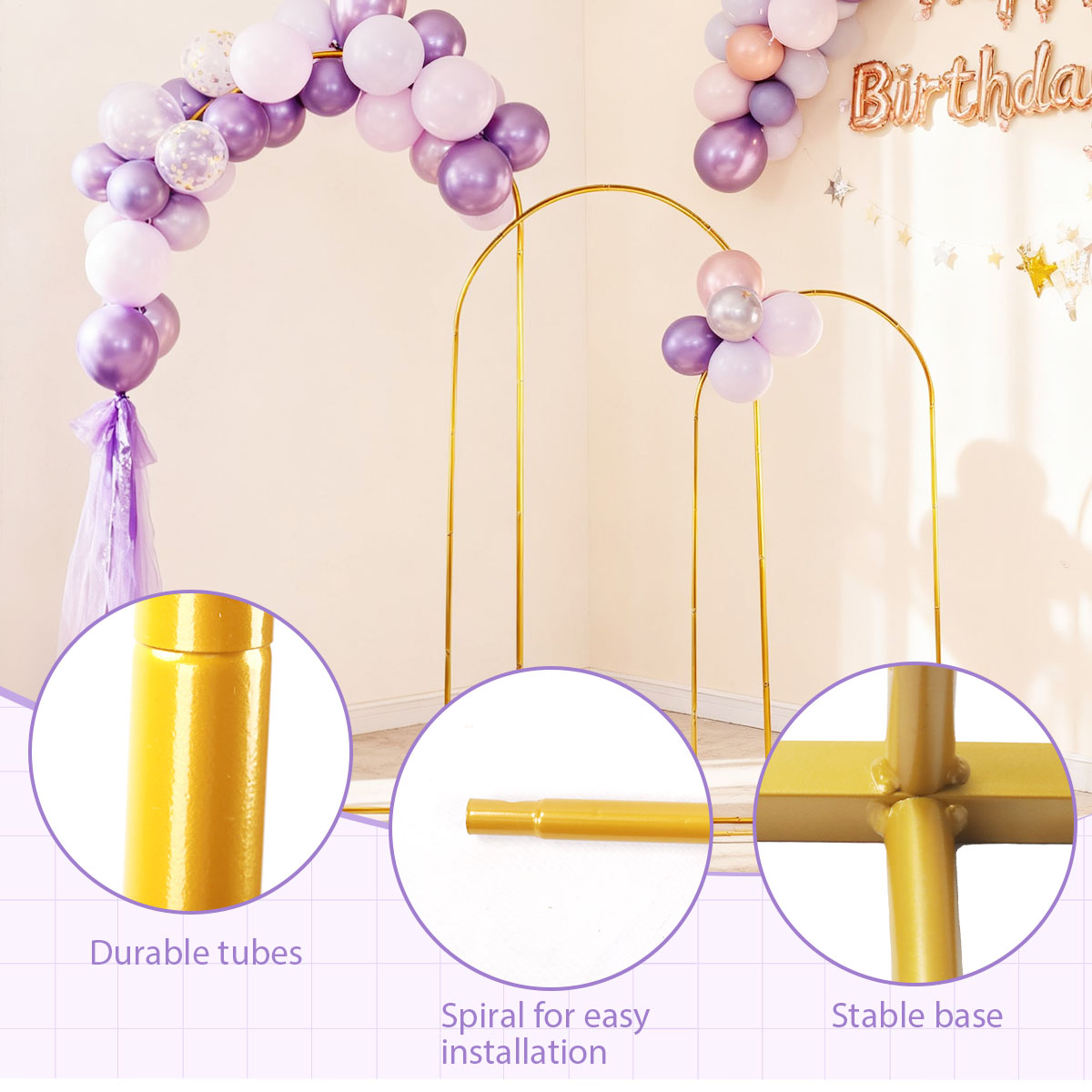 3Pack Golden Metal Arch Kits,  - Wedding Support recension och pris
